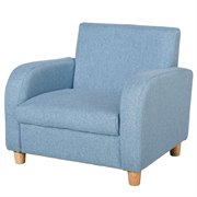 HOMCOM Kindersessel Kindersofa mit dickem Schaumstoff und dicken Sitzkissen Kindercouch Stuhl Liegesofa mit Anti-Rutsch-Füßen für 3-8 Jahre Kinder Holz Leinen Schaumstoff Blau 49x45x44,5 cm