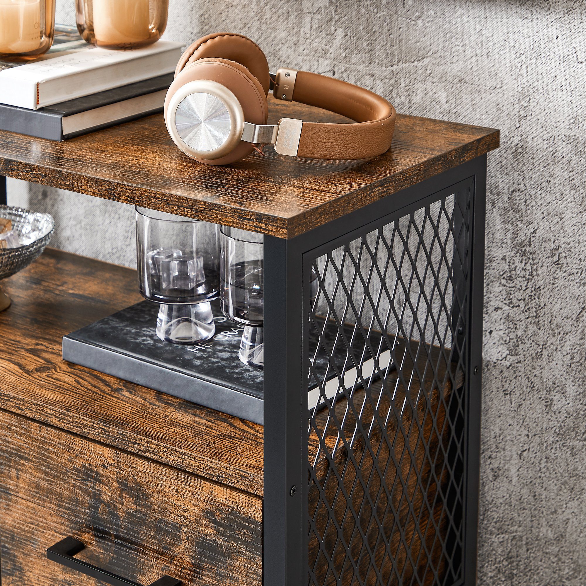 VASAGLE Highboard Sideboard, verstellbare Ablage, 108 x 60 x 30 cm
