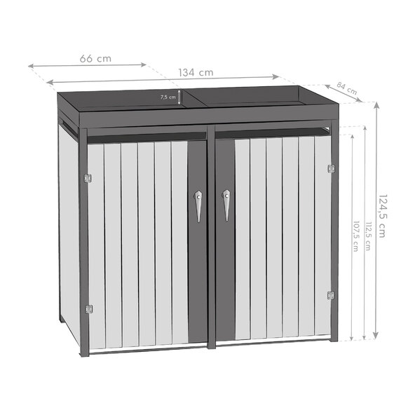 Bepflanzbare Mülltonnenbox Stahl, anthrazit, 2 x 240 l