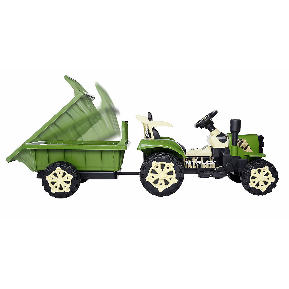 Kinder Elektroauto Traktor mit Anhänger - 2x25 Watt - Kinderauto mit Fernbedienung - Soundmodul