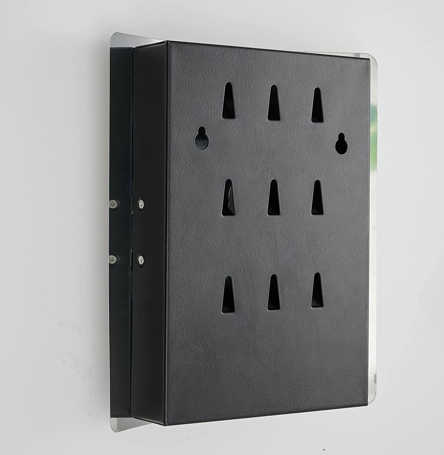 GREELUE Schlüsselkasten Schlüsselkasten modern klein, Schlüsselkasten Wand zu installieren, Schlüsselkasten aus Edelstahl 9 Haken,abschließbare(21x6x24.5cm)