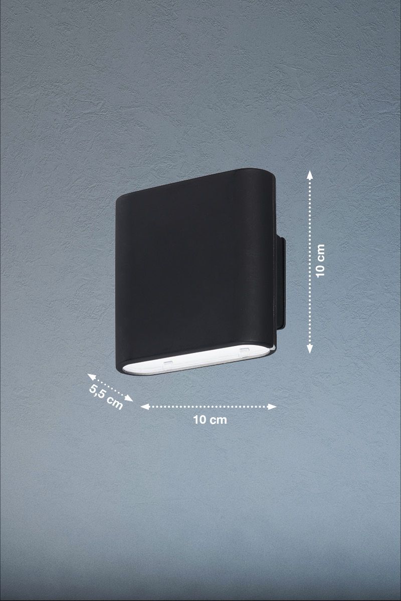 Fischer & Honsel Akku Wandlampe Magnetics Schwarz 10 x 10 cm