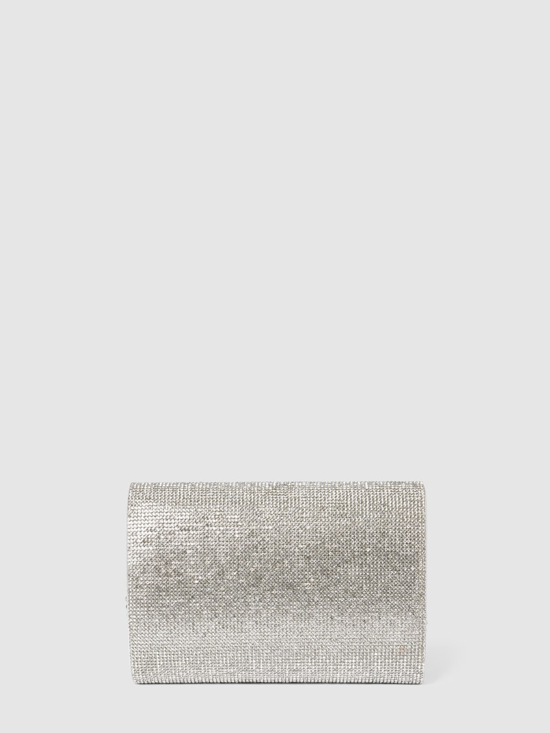 Clutch mit Allover-Ziersteinbesatz in silber