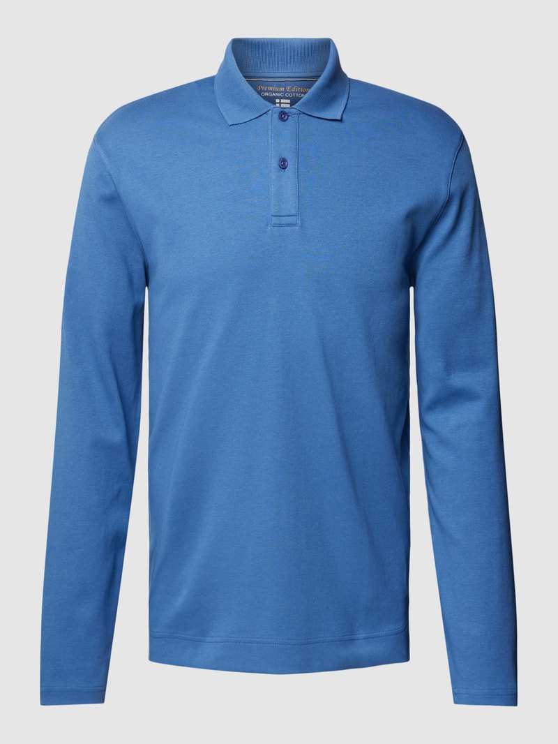 Poloshirt mit langen Ärmeln in metallic blau