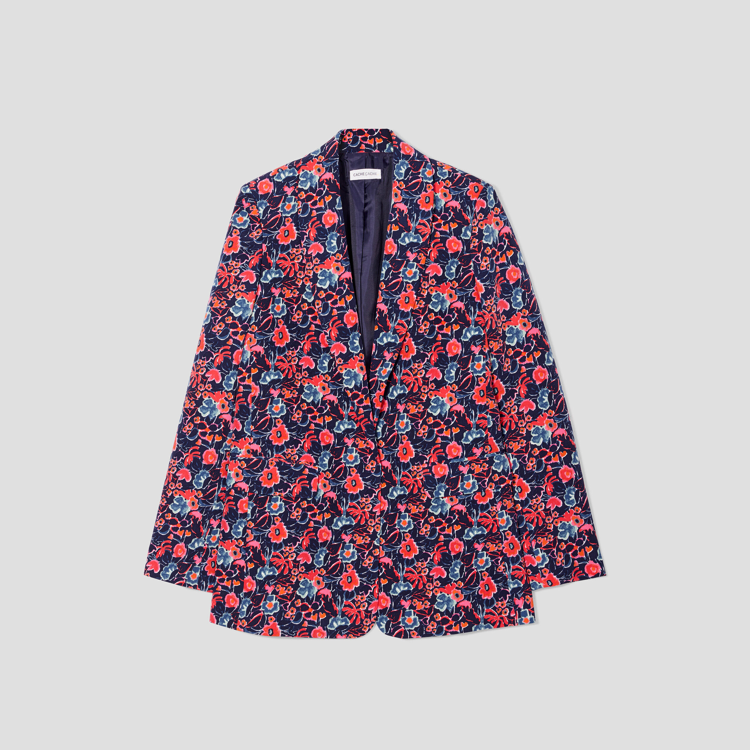 Veste blazer col châle bleu marine femme | Cache Cache