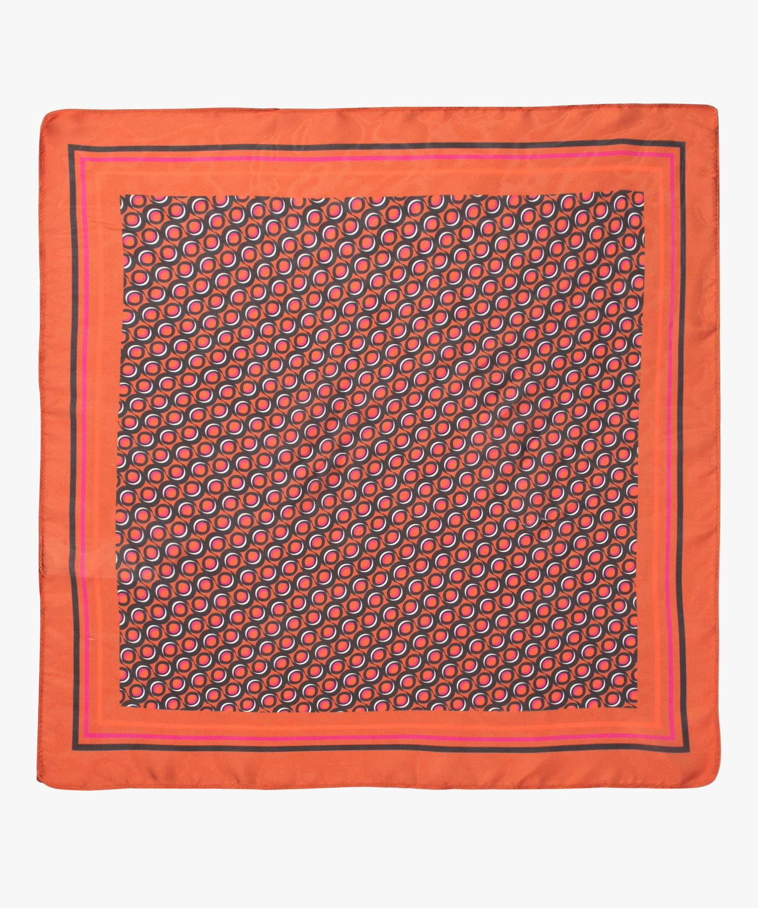 Foulard carré en satin à motif femme orange | GEMO
