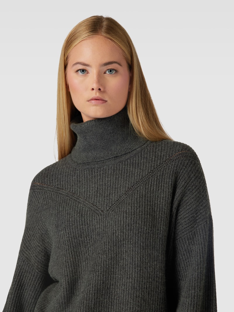 Rollkragenpullover aus Viskose-Mix Modell 'Katia' in anthrazit meliert
