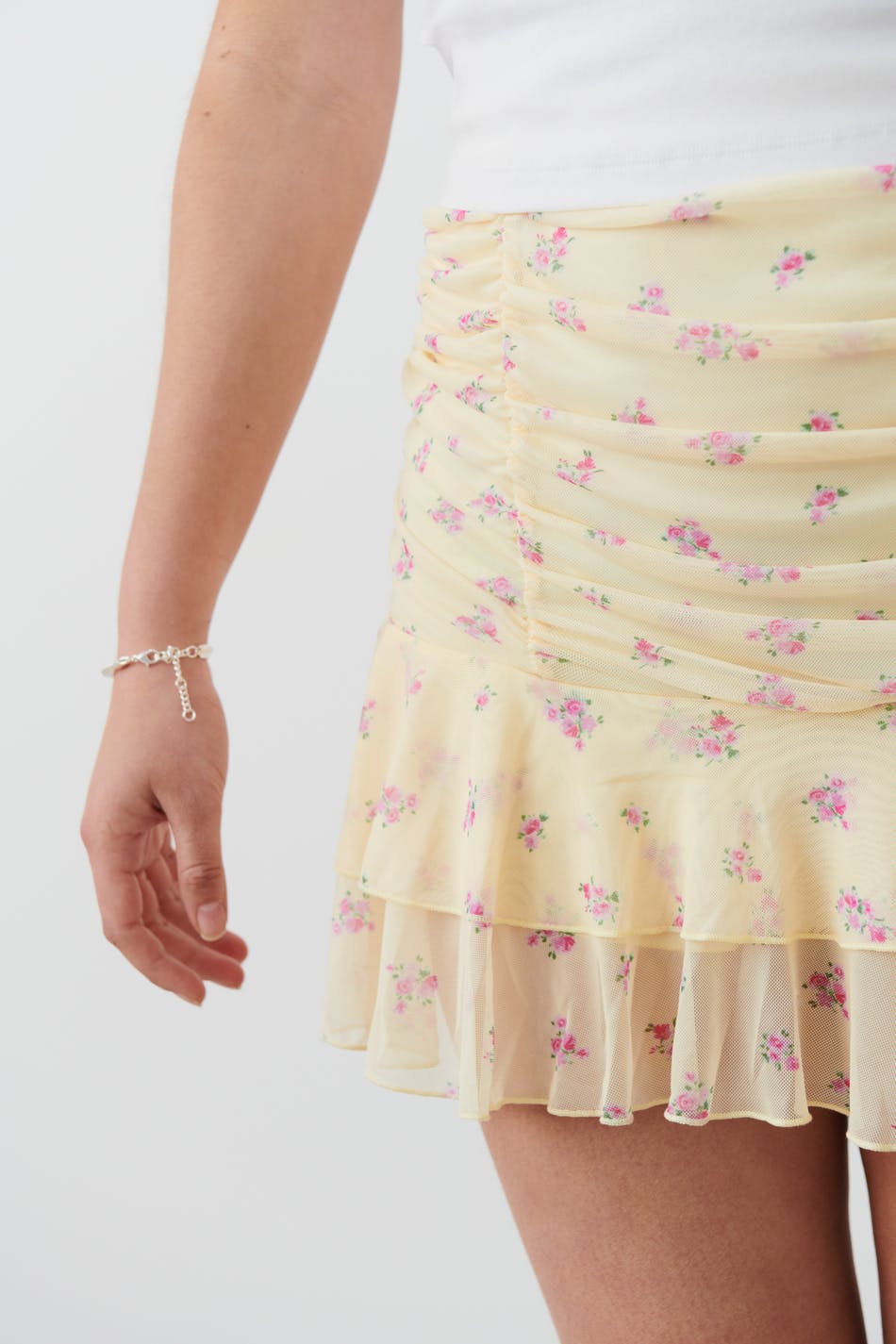 Mesh ruched skirt