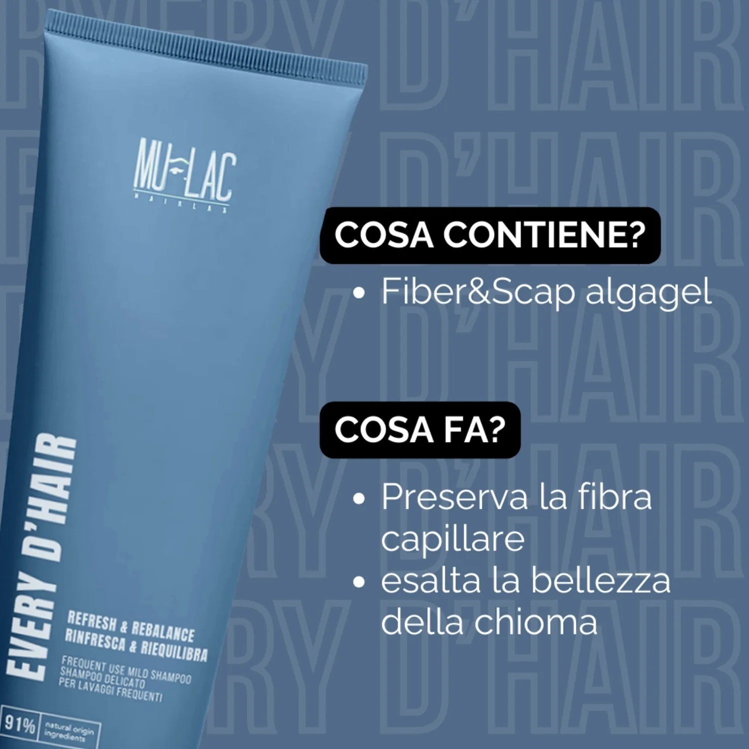 Hairlab REFRESCA Y REEQUILIBRA CADA CABELLO - Champú suave para uso frecuente - Champú suave, champú para uso frecuente