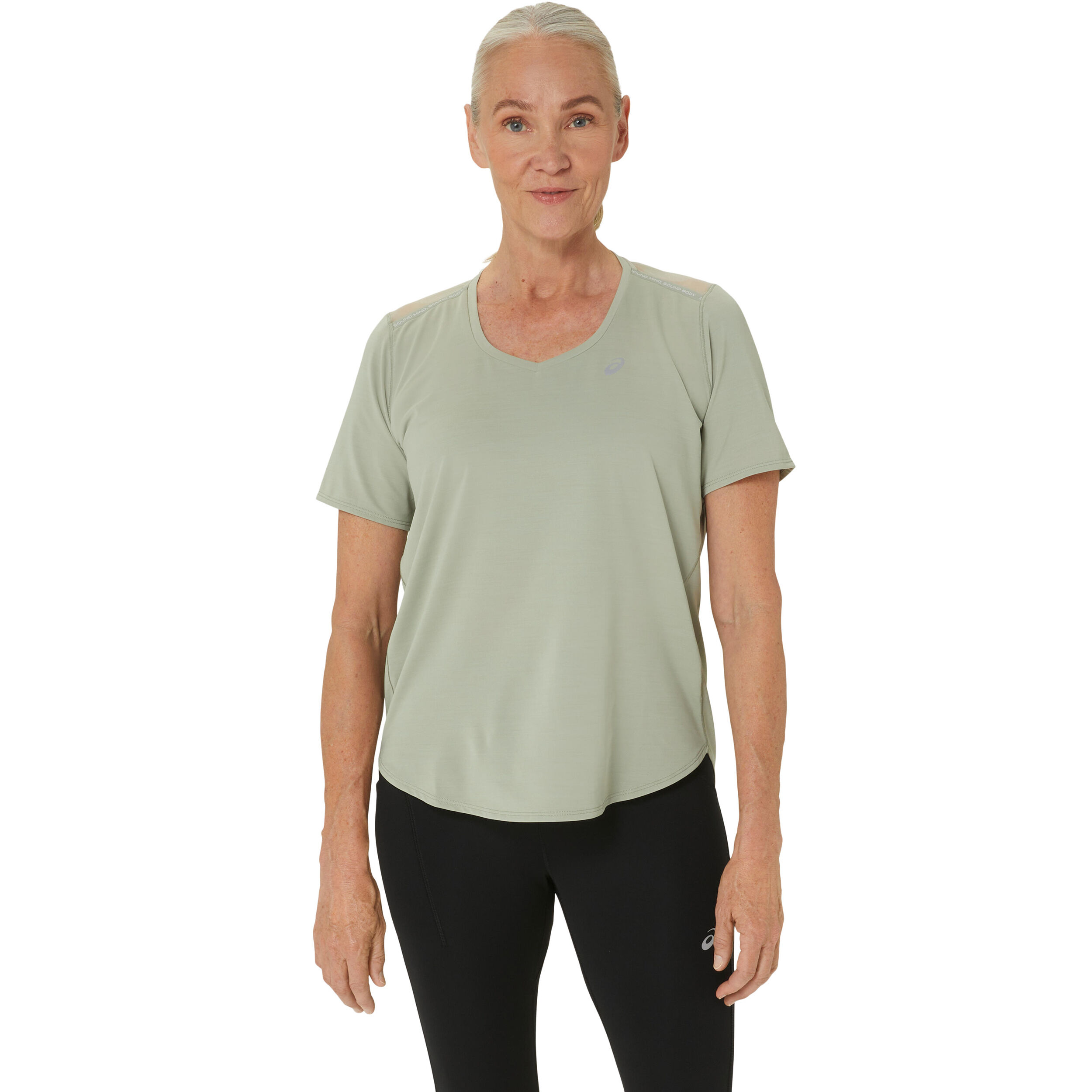 Road V-Neck Laufshirt Damen - Oliv