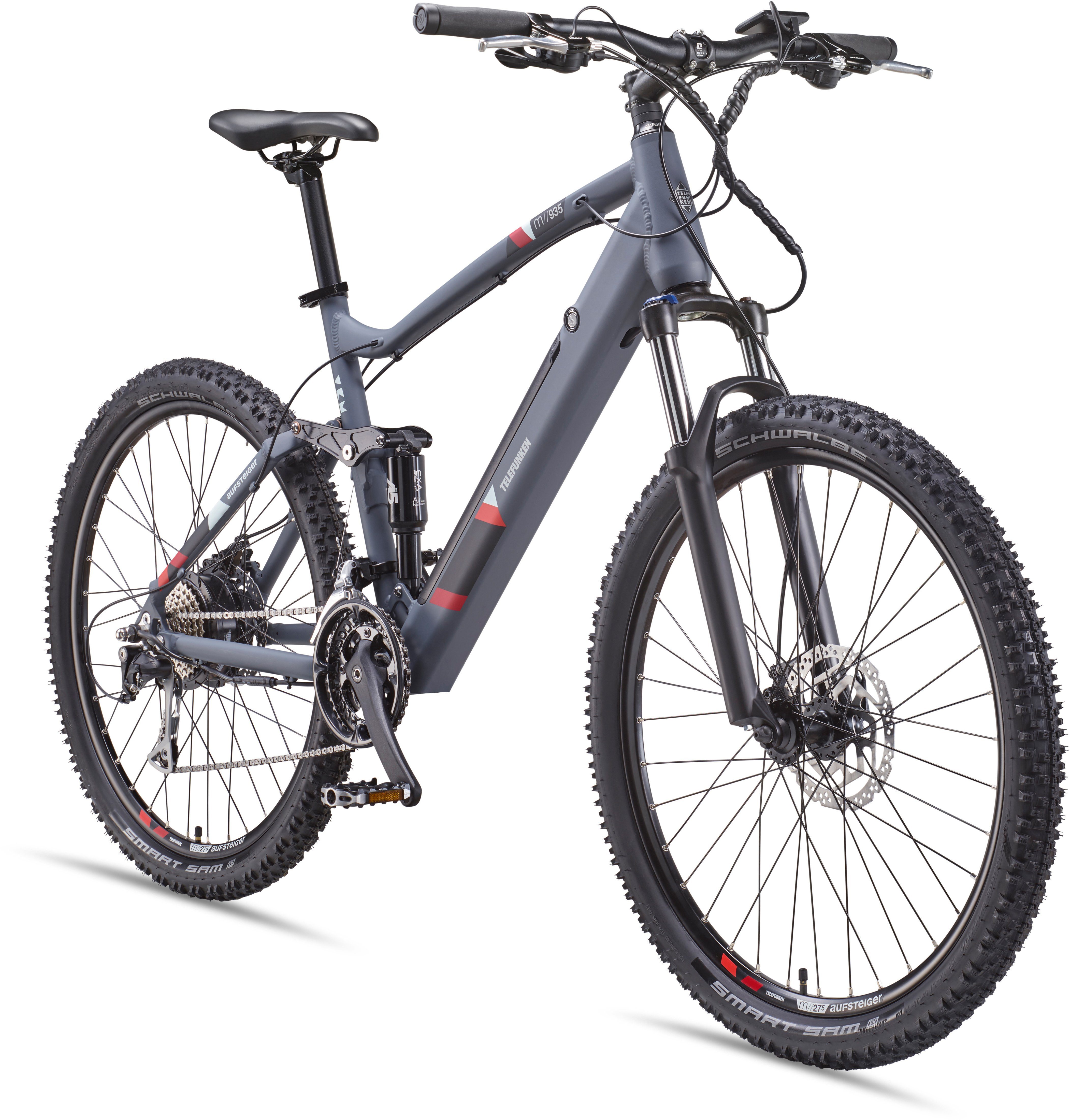 Telefunken E-Bike Aufsteiger M935, 24 Gang Shimano Acera Schaltwerk, Kettenschaltung, Heckmotor, 504 Wh Akku
