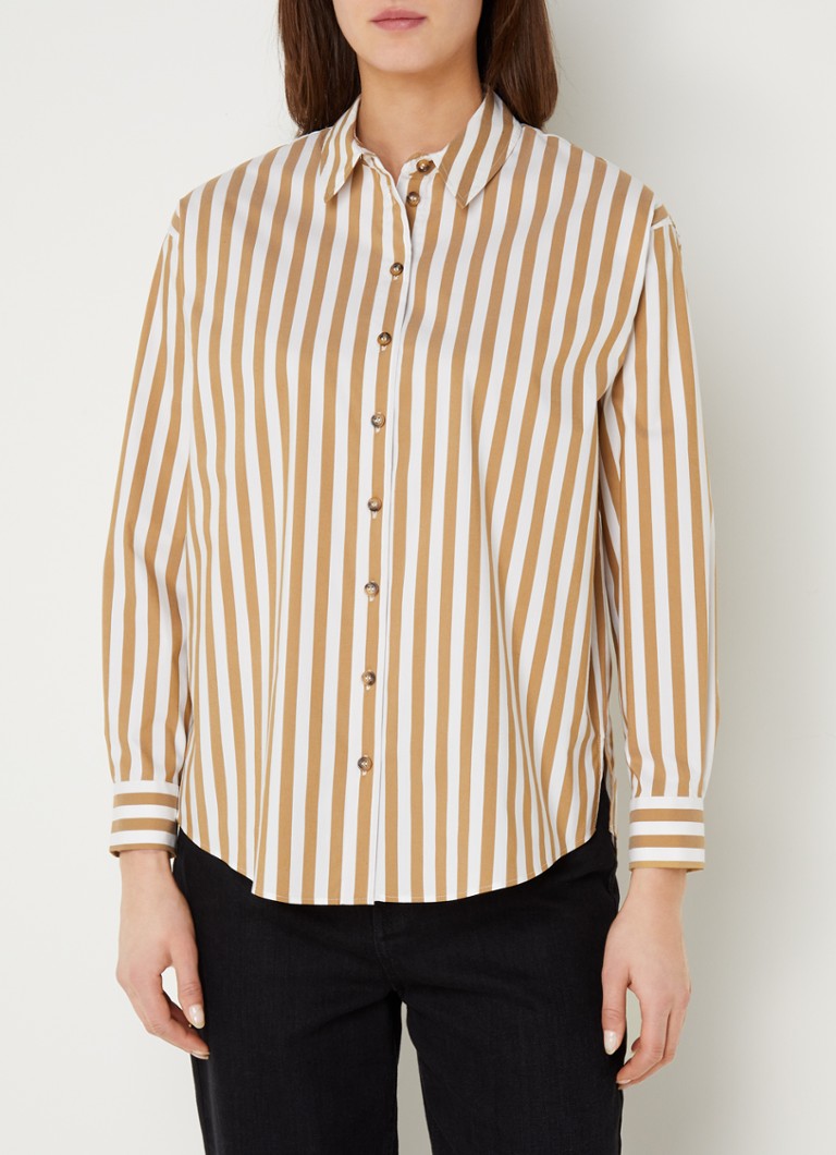 Phase Eight Stripe Camel Shirt Camel/Ivory