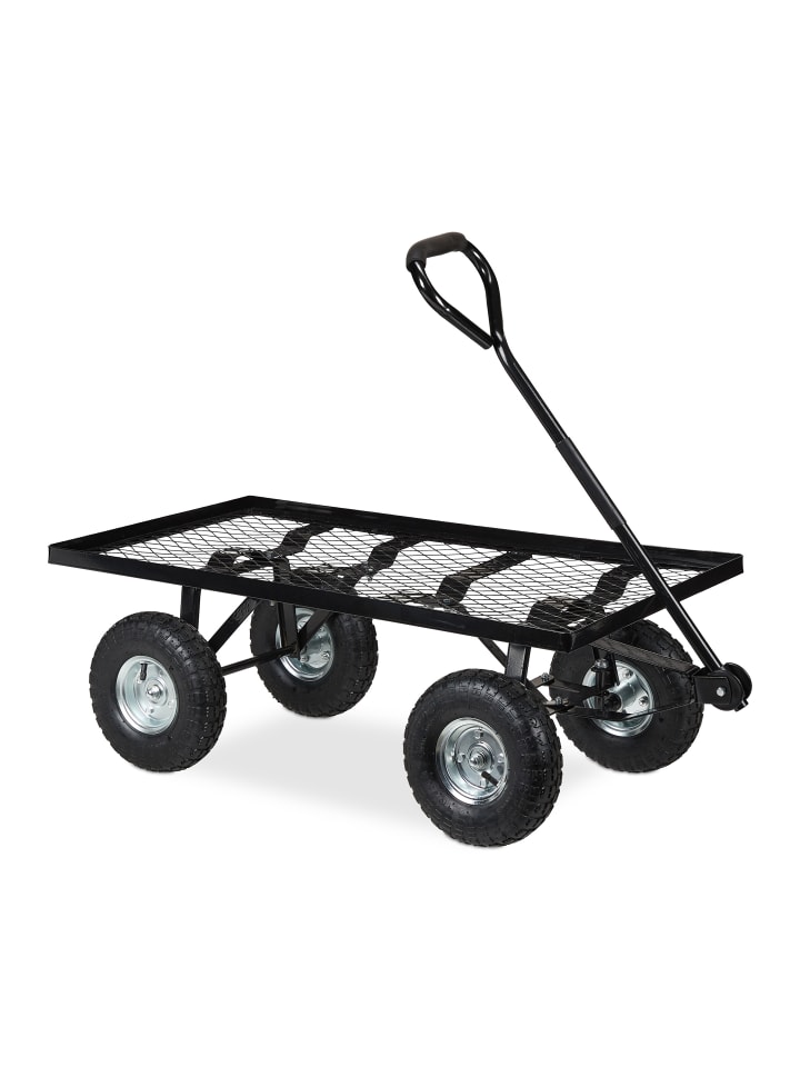relaxdays Handwagen in Schwarz - (B)51 x (H)34,5 x (T)96 cm günstig kaufen onesize