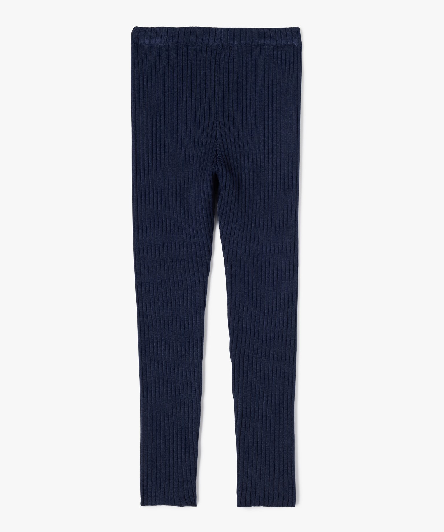 Pantalon leggings en maille ctelée fille marine | GEMO