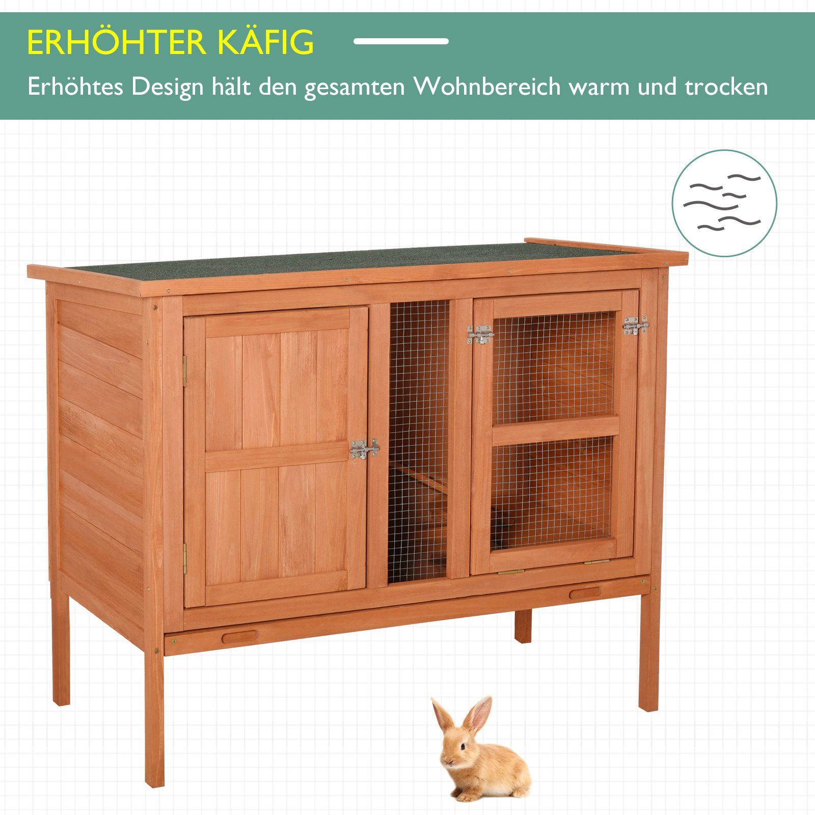 PawHut Kleintierstall Kaninchenstall mit Nistkasten