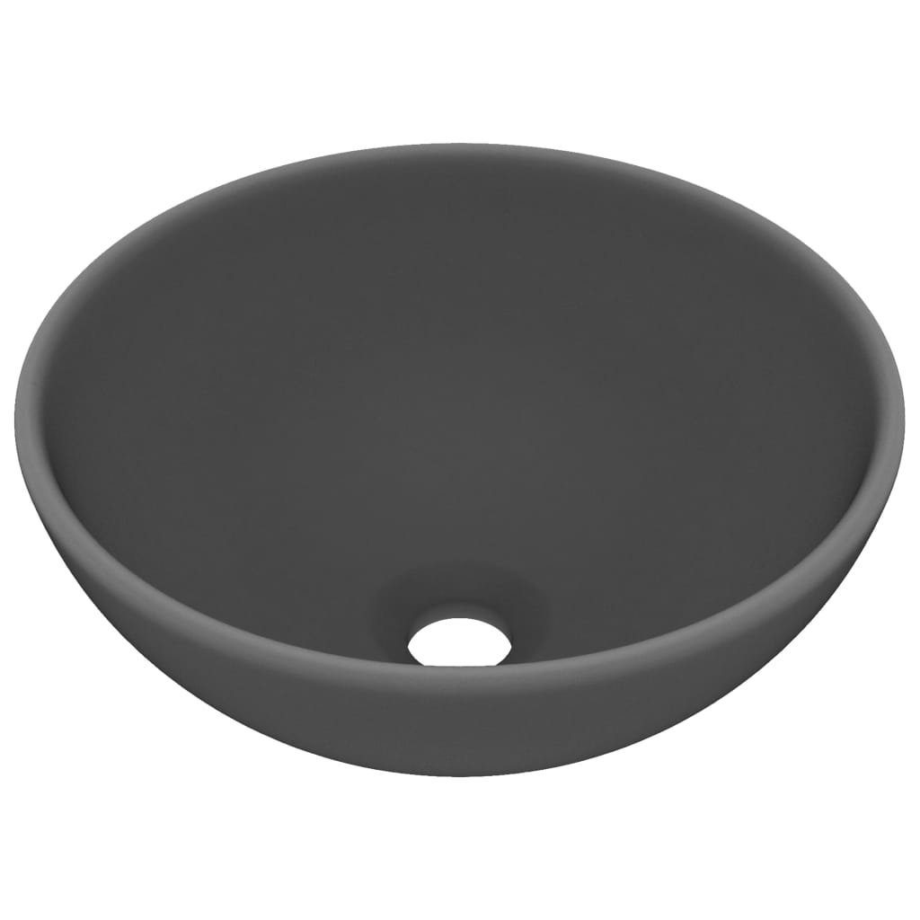 vidaXL Waschbecken Luxus-Waschbecken Rund Matt Dunkelgrau 32,5x14 cm Keramik