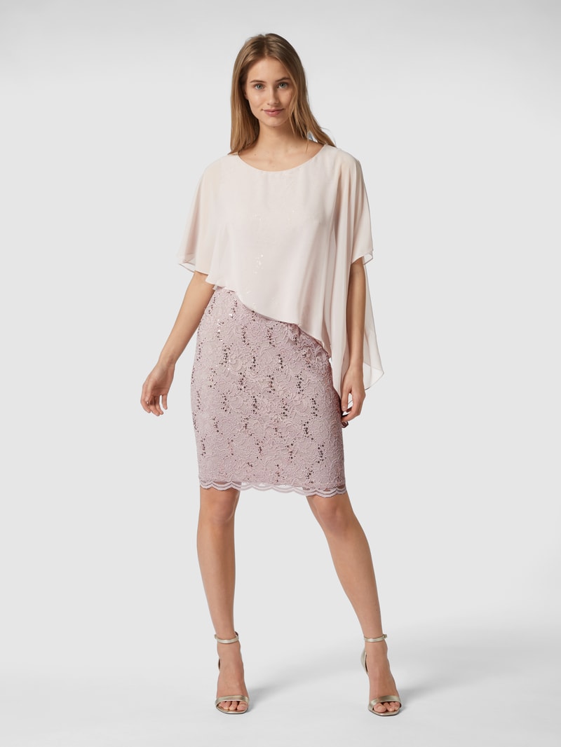 Cocktailkleid aus floraler Spitze in altrosa