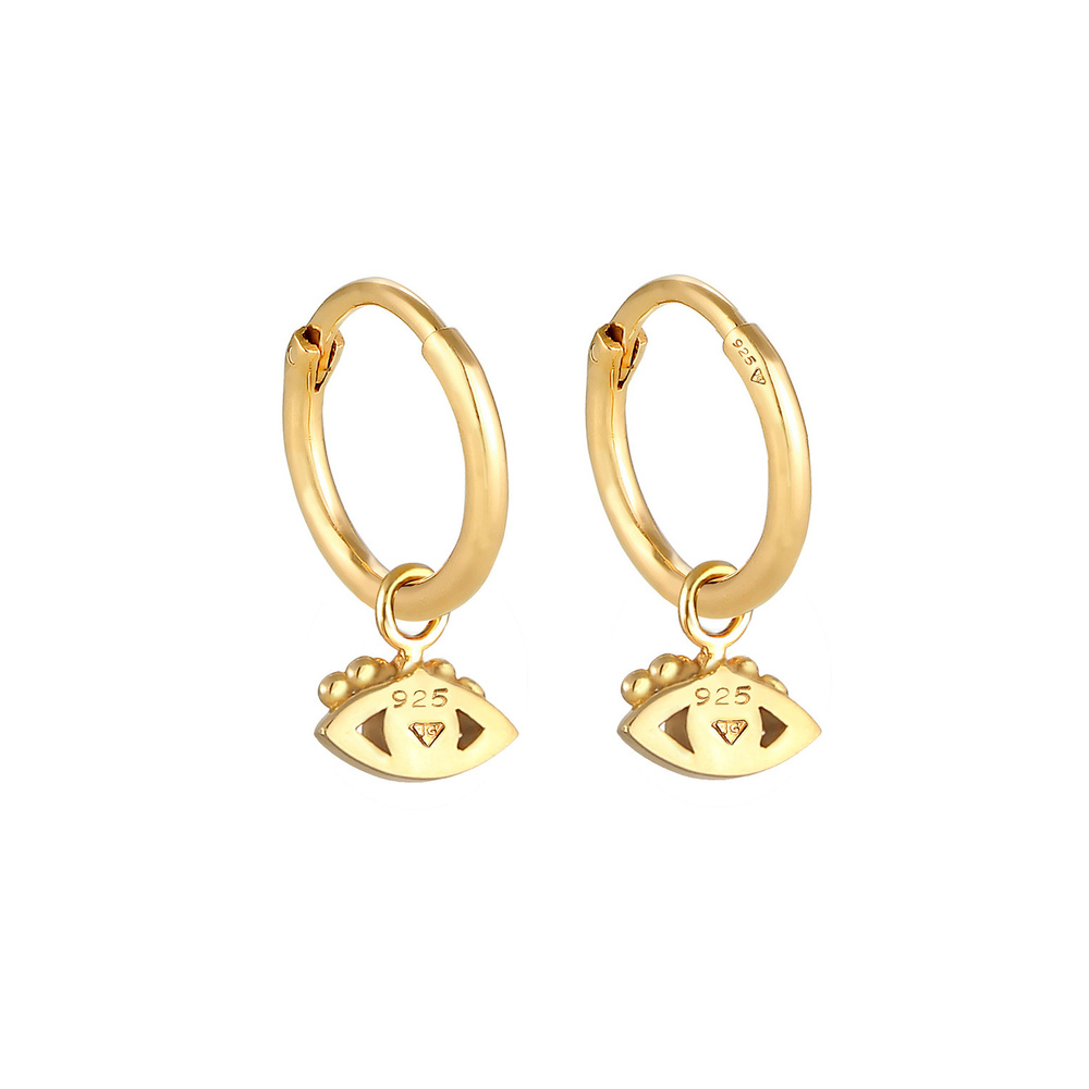 Elli Elli Boucles d'Oreilles Créoles pour Femmes Evil Eye avec opale synthétique en ar Boucles d'oreilles