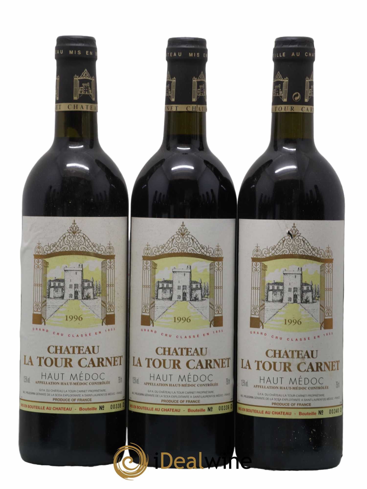 Château La Tour Carnet 4ème Grand Cru Classé  1996 - Lot de 12 Bouteilles