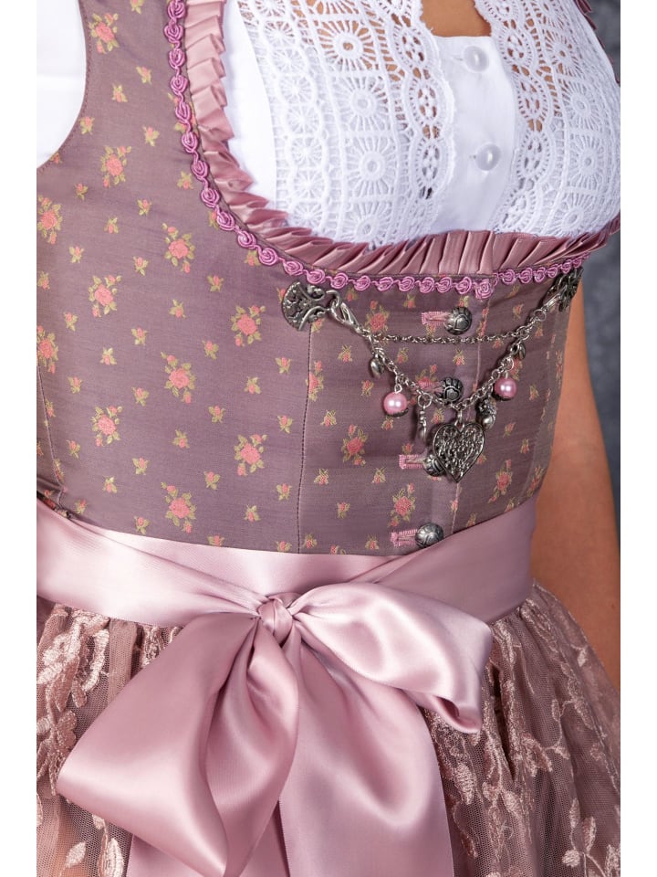 Edelnice Midi Dirndl 2-teilig Madeleine Stehkragen in rose günstig kaufen
