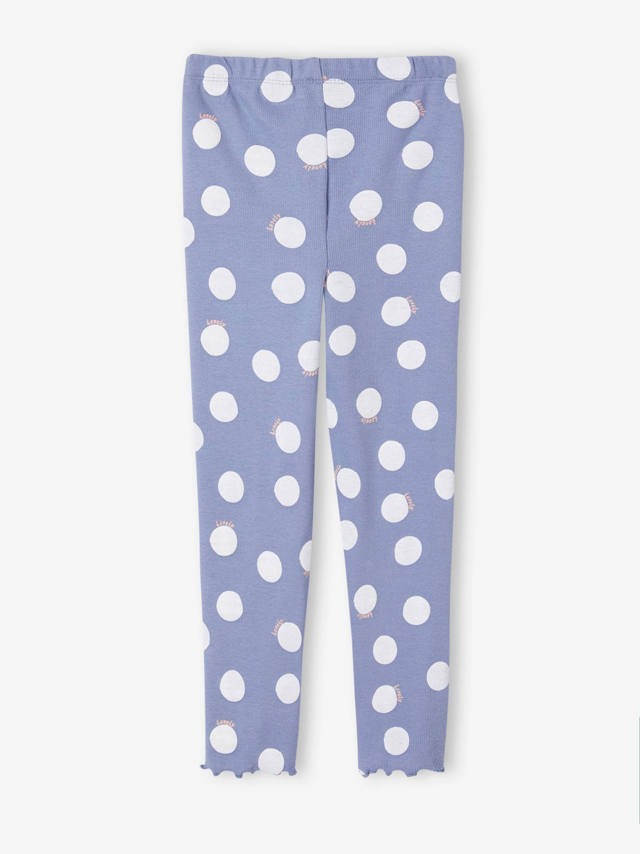 Vertbaudet Gerippte Mädchen Leggings Oeko-Tex - blau weiße tupfen