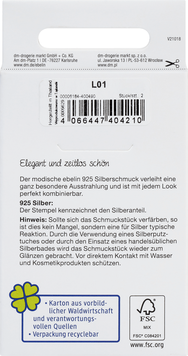 Ohrstecker 925 Silber mit Strassstein, 2 St