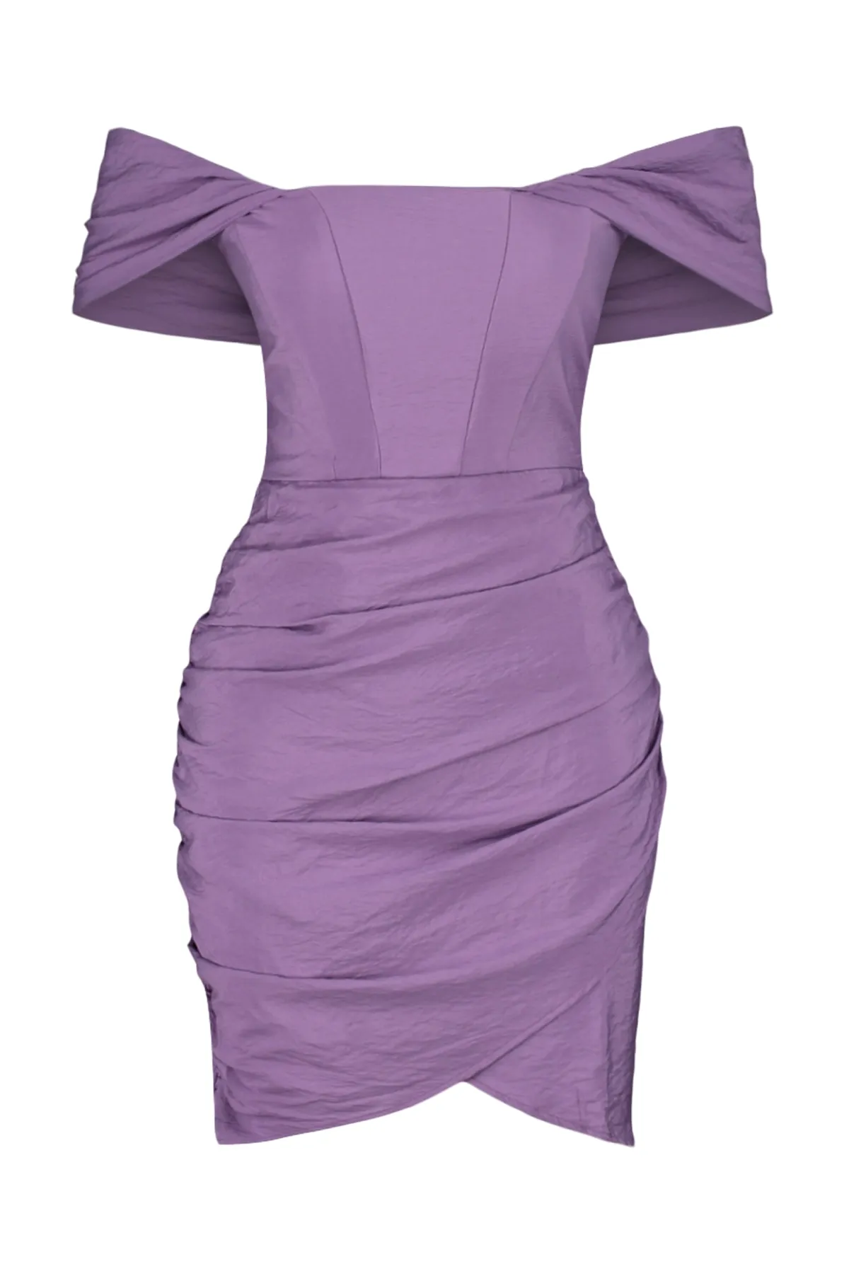 Trendyol Collection  Lila figurbetontes, gefüttertes Popeline-Abendkleid TPRSS22EL2025