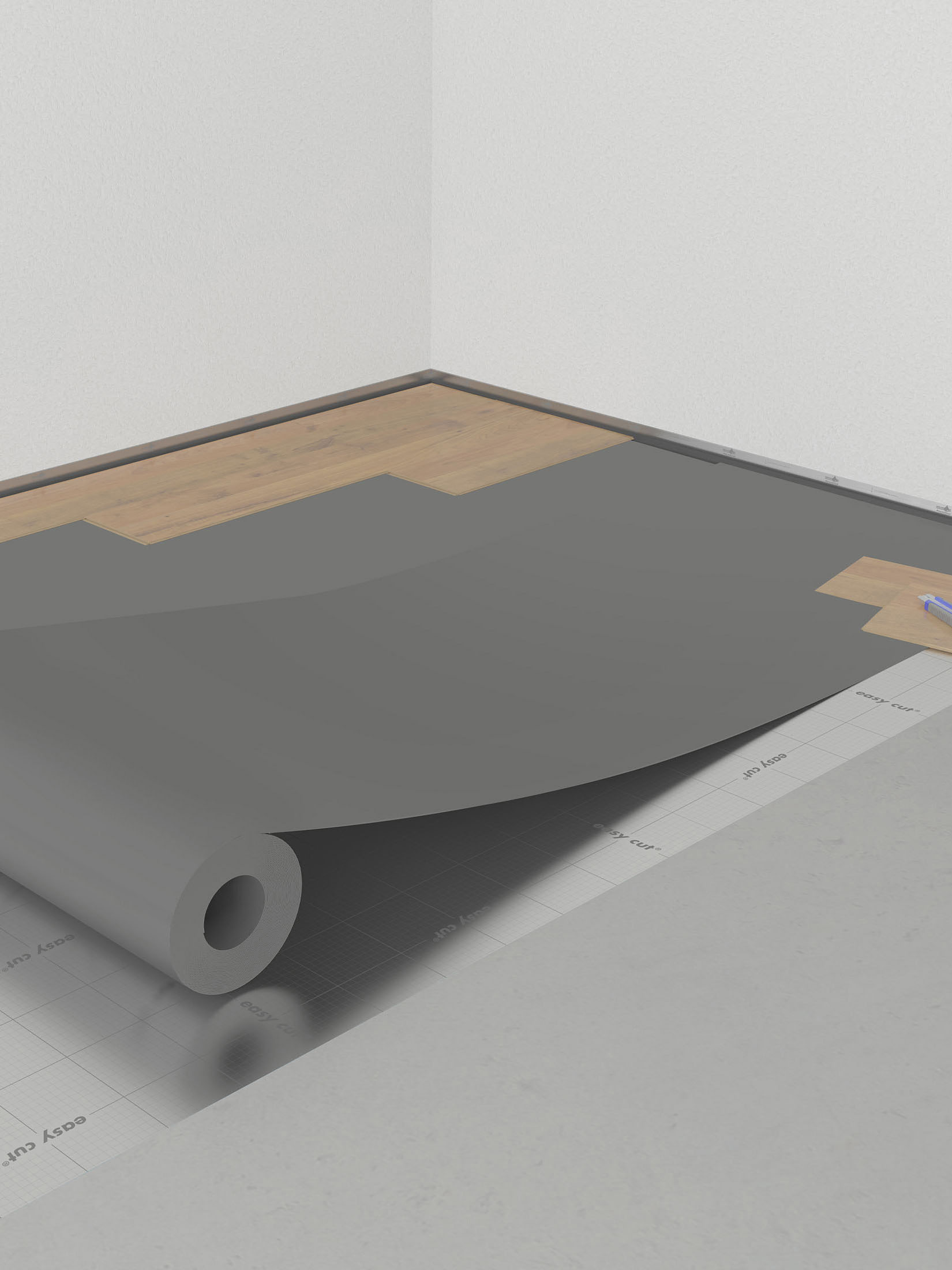 Base 1,6mm Parkett- und Laminatunterl Dämmunterlage, Hellgrau