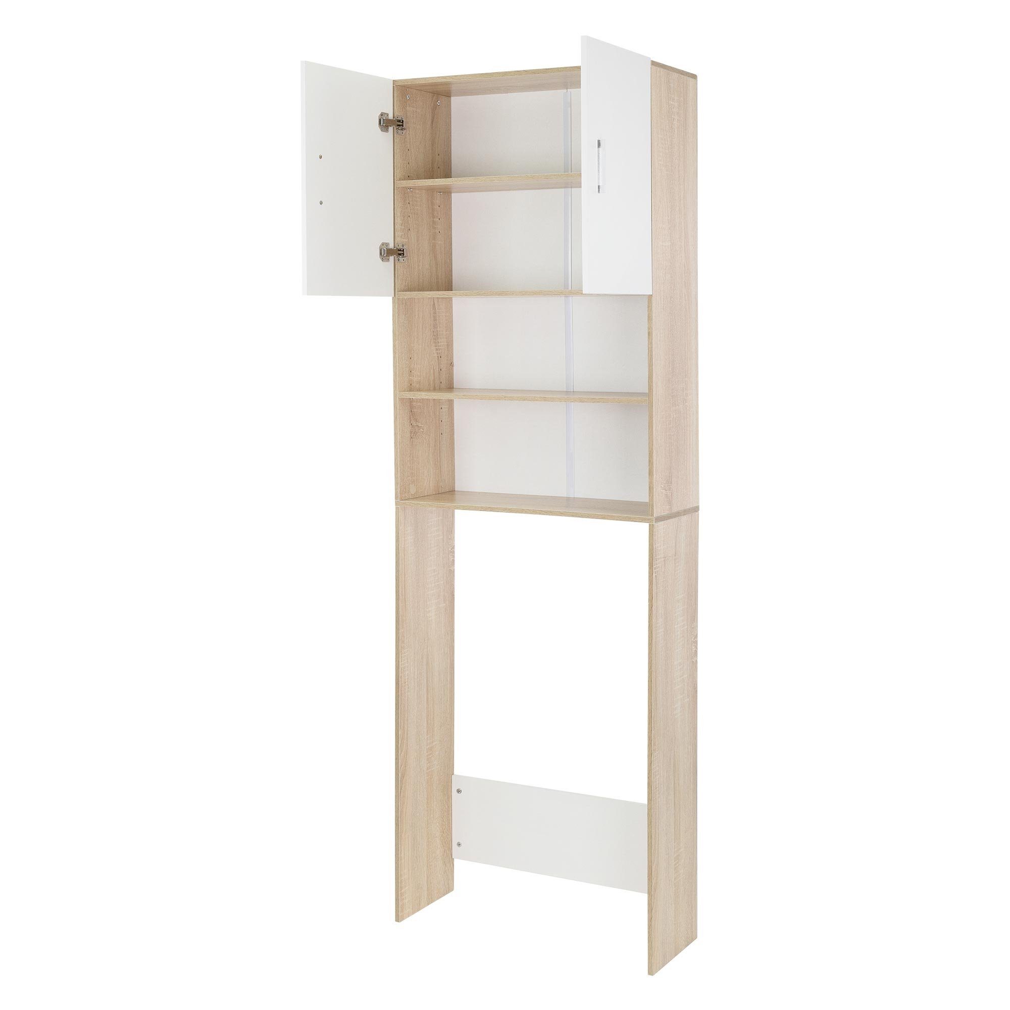 ECD Germany Waschmaschinenumbauschrank Waschmaschinenschrank 2 Türen, Fächern 190x62,5 cm