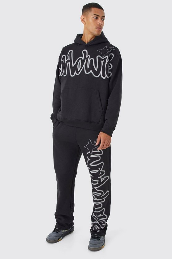 Oversize Trainingsanzug mit Worldwide Graffiti-Print