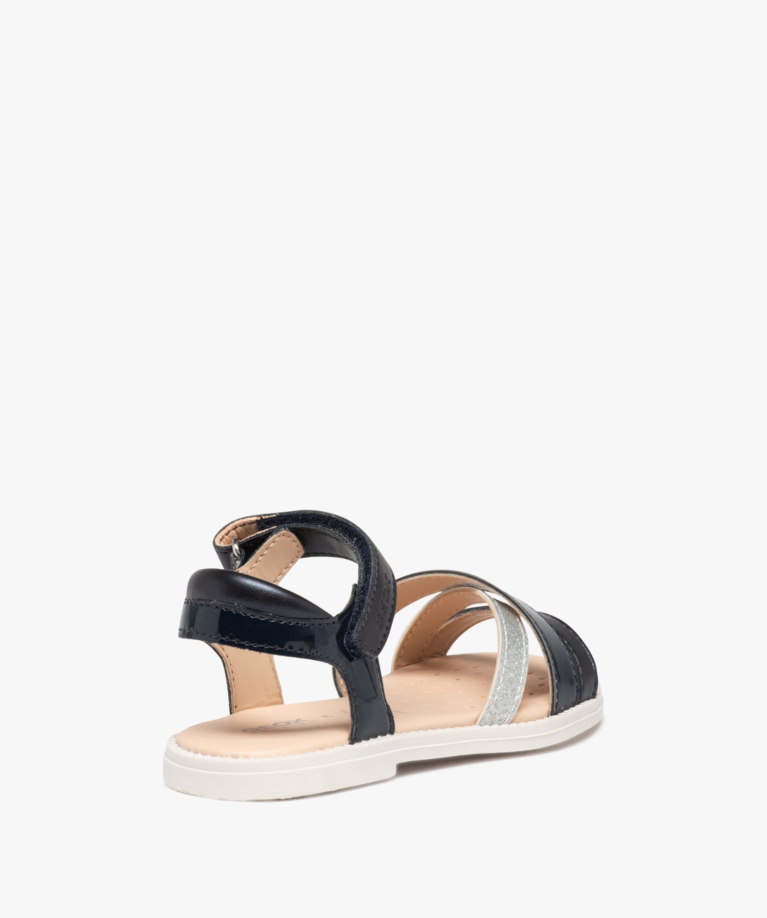 Sandales fille à fines brides métallisées et scratch – ... marine | GEMO