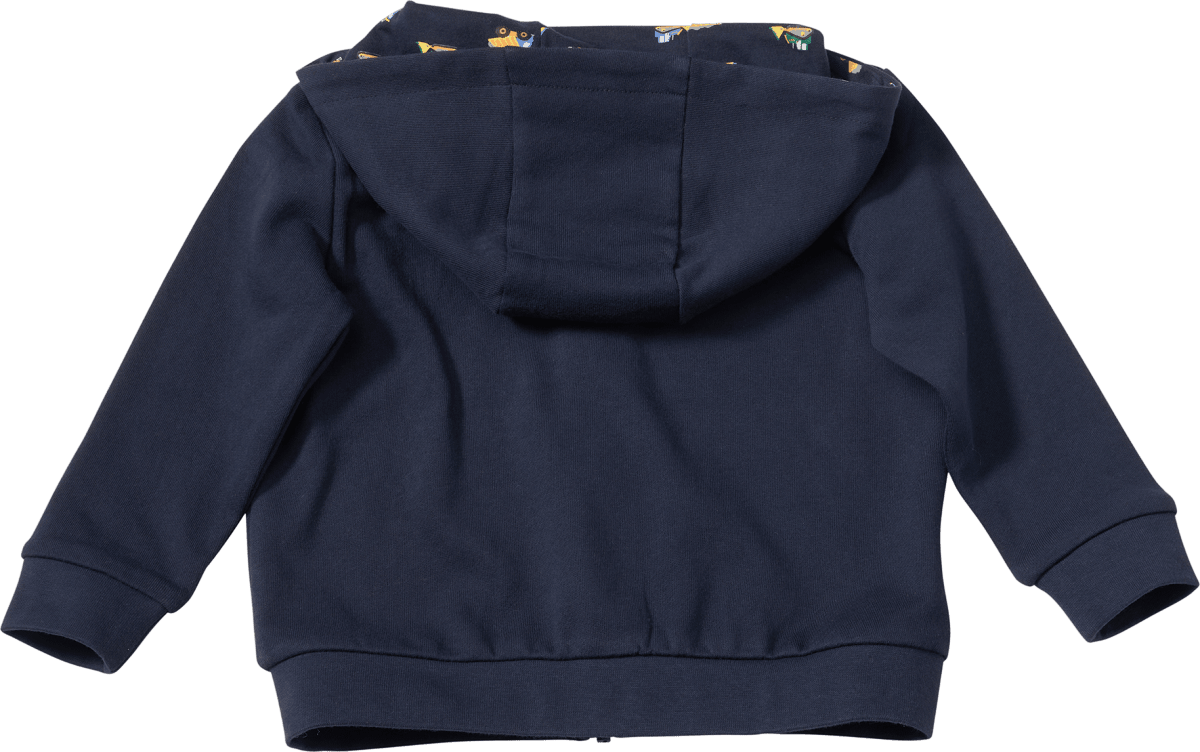 Sweatjacke mit Baustellen-Muster, blau, Gr. 104, 1 St