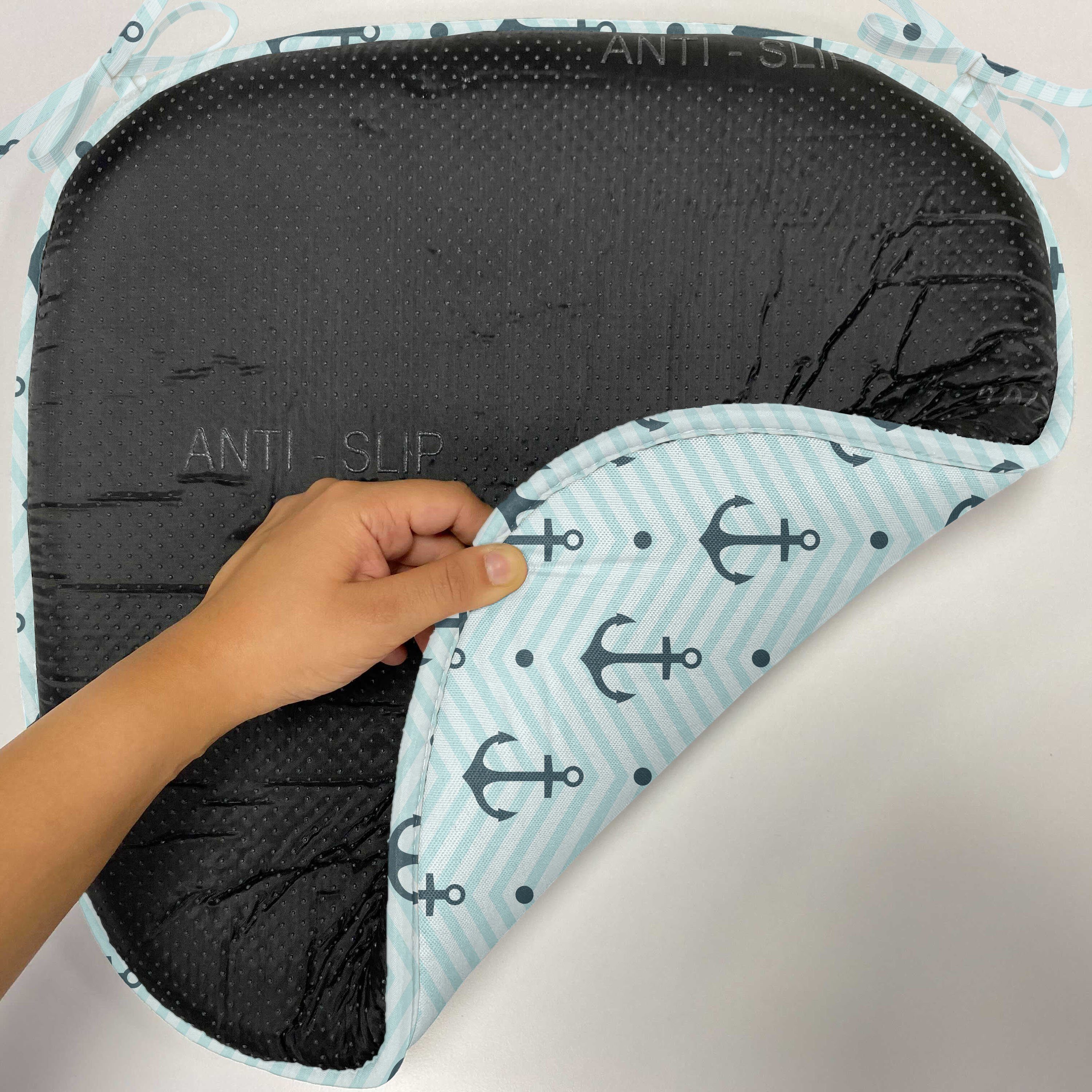 Abakuhaus Stuhlkissen Dekoratives wasserfestes Kissen mit Riemen für Küchensitze, Anker Zick-Zack-Chevron Anchors