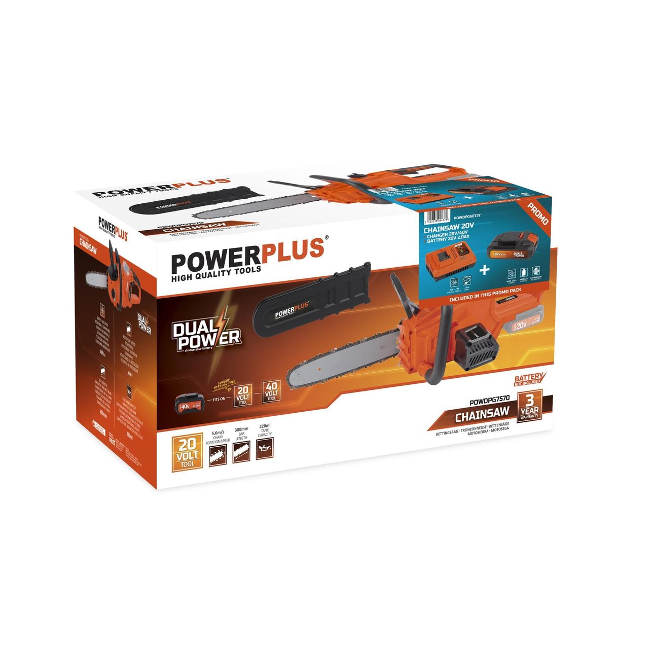 Powerplus Akkukettensäge inkl. 20V Akku und Ladegerät POWDPGCSS1