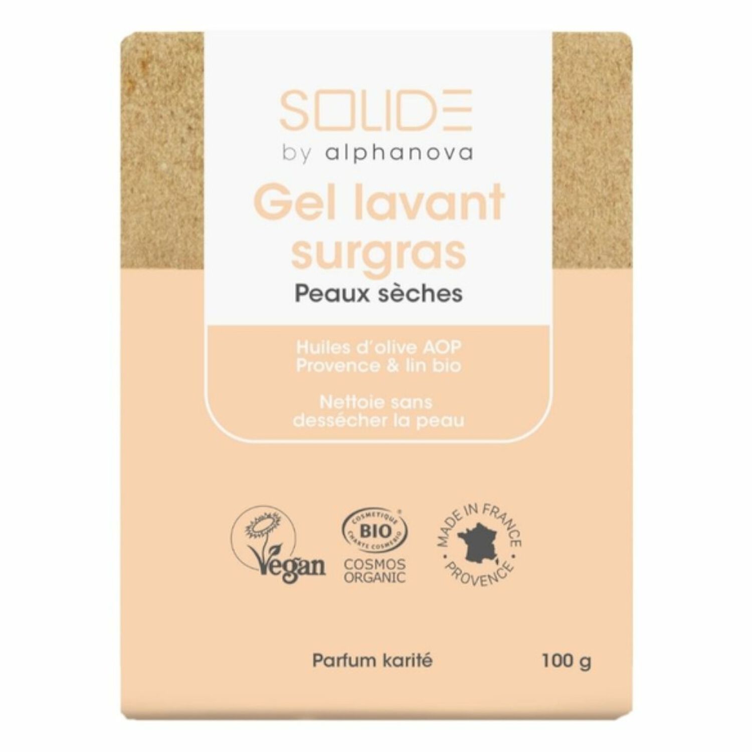 Alphanova Solide Gel Lavant Surgras Peaux Sèches 100g