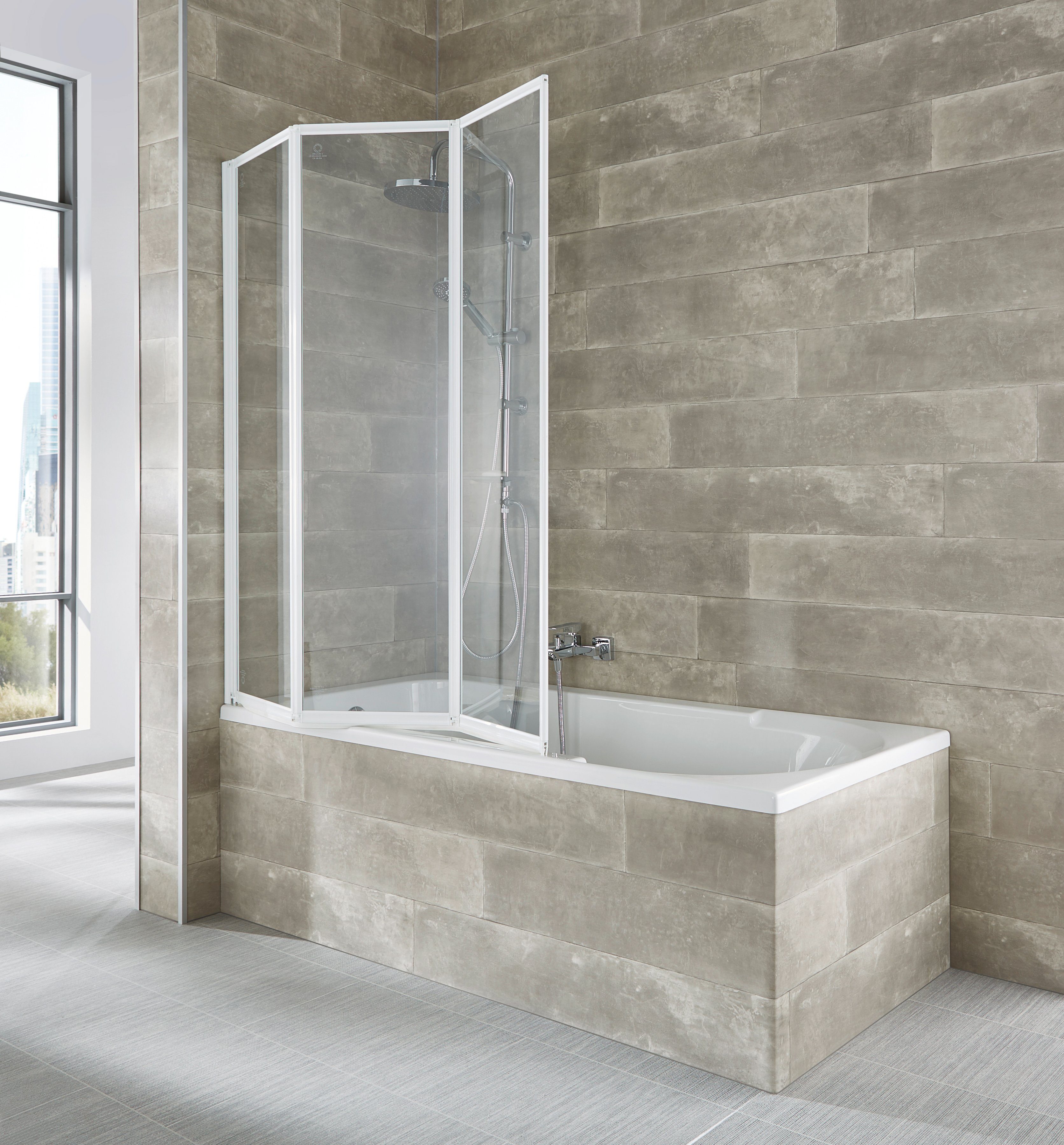 welltime Badewannenaufsatz Nassau, Einscheibensicherheitsglas, (3 tlg), Badewannenfaltwand, Spritzschutzwand für Badewanne, Glaswand