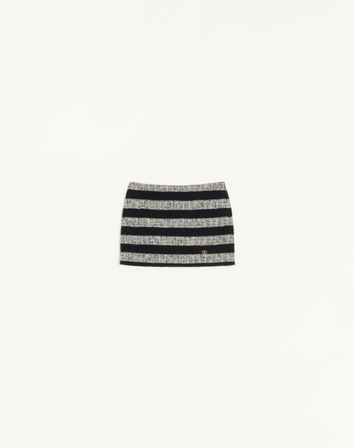 Minissaia em tweed com listras maxi