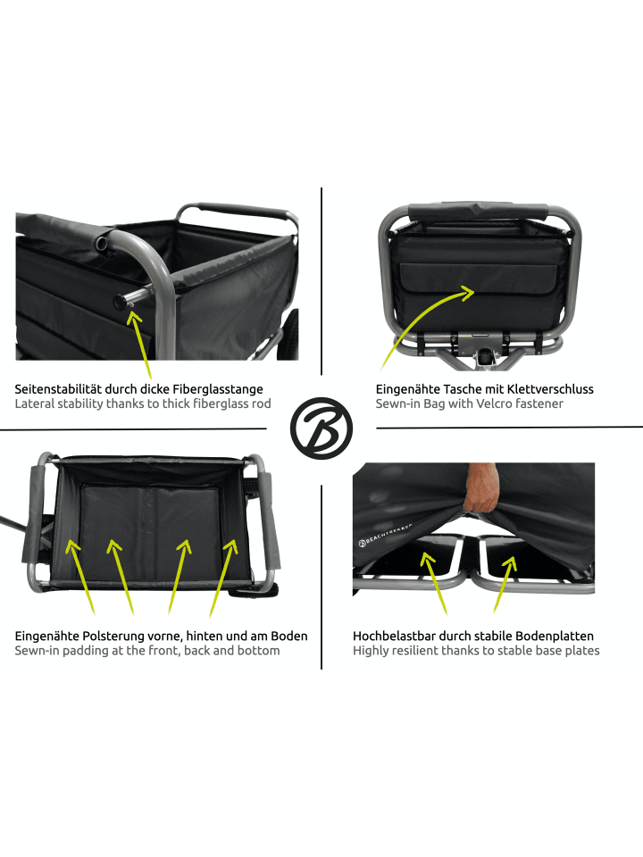Beachtrekker Beachtrekker LiFe faltbarer Bollerwagen (Schwarz)   Bremse   Sonnenverdeck günstig kaufen onesize