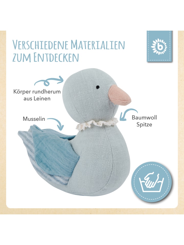 Bieco Spielwaren Kuscheltier aus Leinen & Musselin Ente - ab Geburt in Blau günstig kaufen onesize