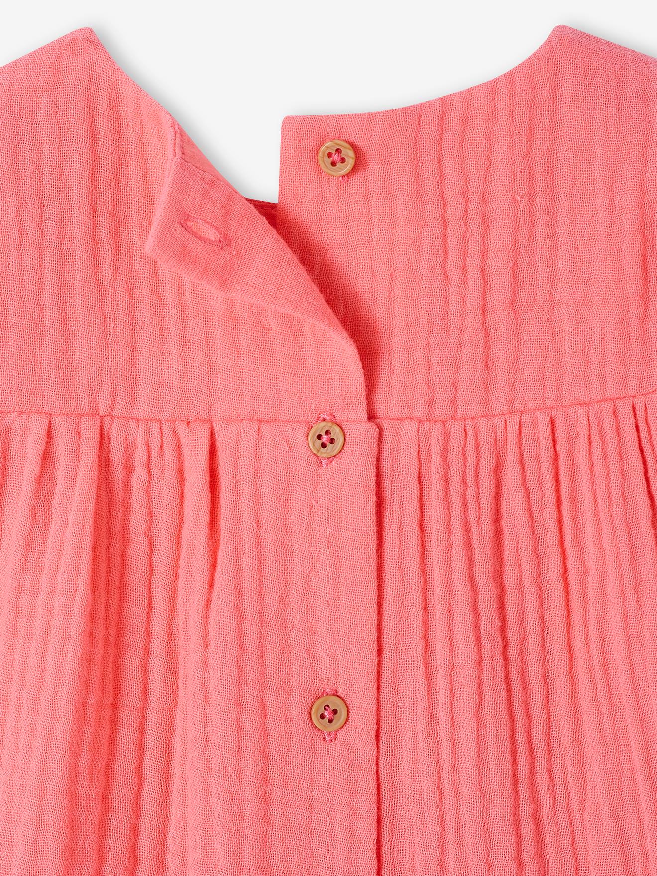 Vertbaudet Baby Kleid aus Musselin - koralle
