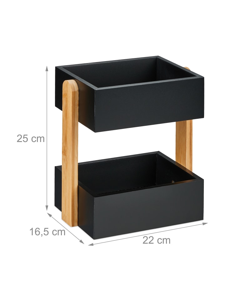 relaxdays Schreibtisch Organizer in Schwarz/ Natur günstig kaufen onesize