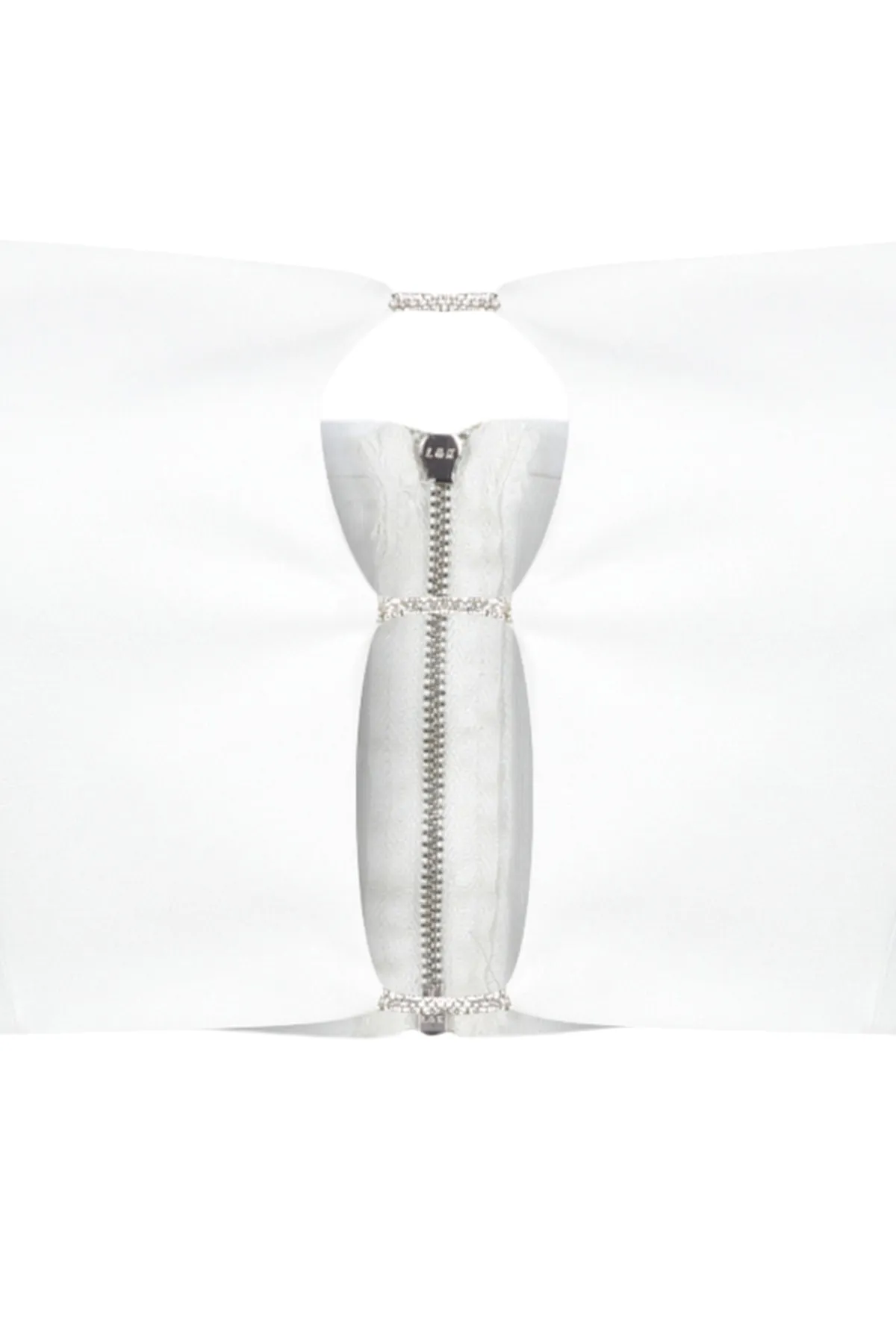 Trendyol Collection  Ecrufarbenes, bauchfreies, gefüttertes, gewebtes, glänzendes Stein-Bustier mit Fenster/Ausschnitt und detailliertem Ausschnitt TPRSS23BS00026
