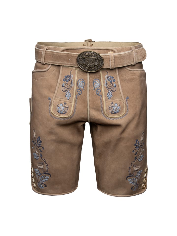 KRÜGER Lederhose Demian mit Gürtel in braun günstig kaufen
