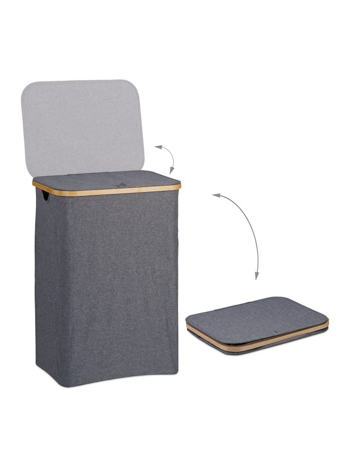 relaxdays Wäschekorb in Grau/ Natur - 100 l günstig kaufen onesize