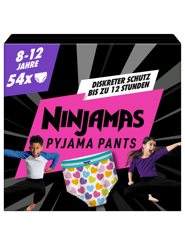 Pampers Ninjamas Pyjama Pants Herzen, 54 absorbierende Nachthöschen, 8 Jahre, 27kg-43kg günstig kaufen onesize