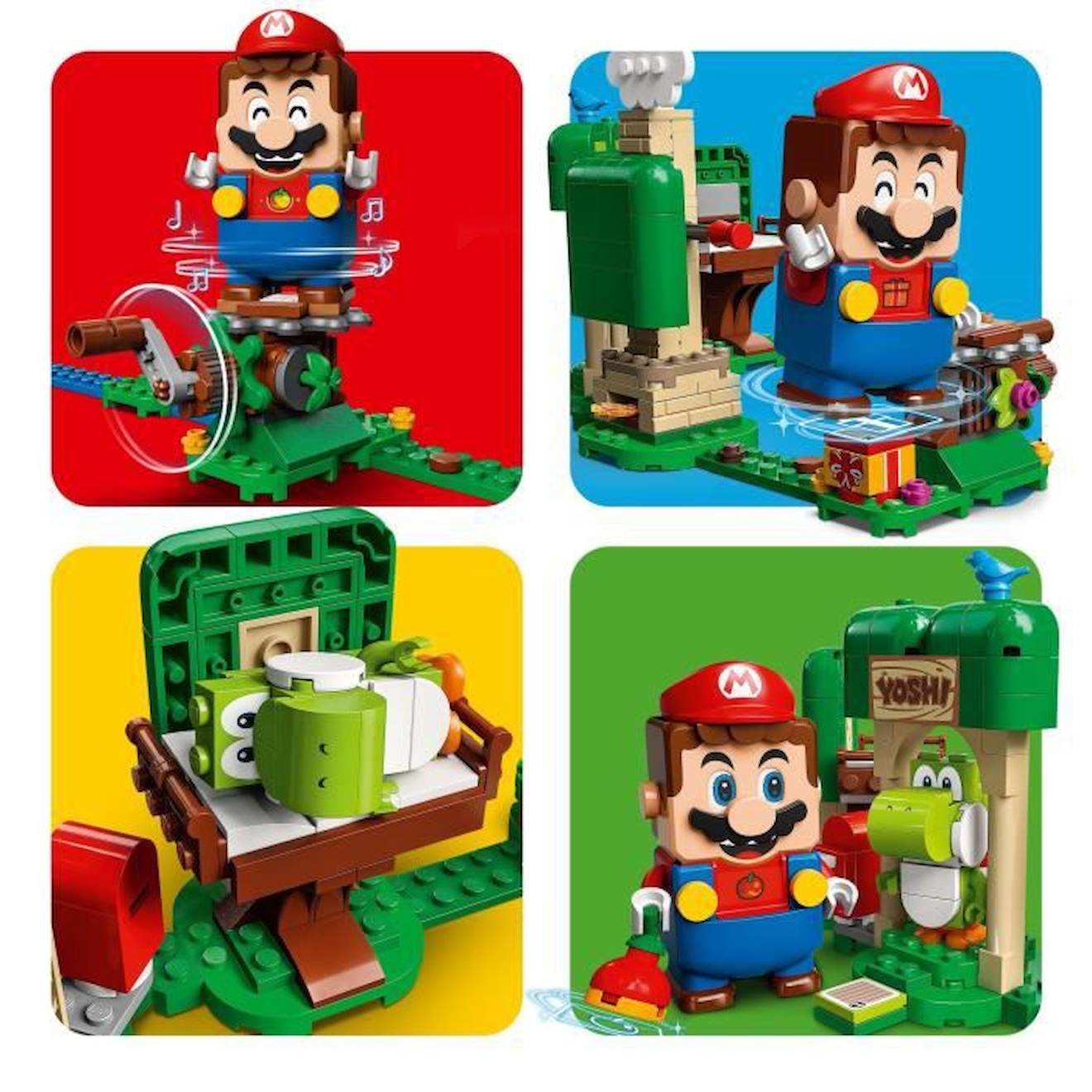 LEGO 71406 Super Mario Ensemble d’Extension La Maison Cadeau de Yoshi, Jouet Super Mario, Figurine, avec Manège, Enfants 6 Ans rouge