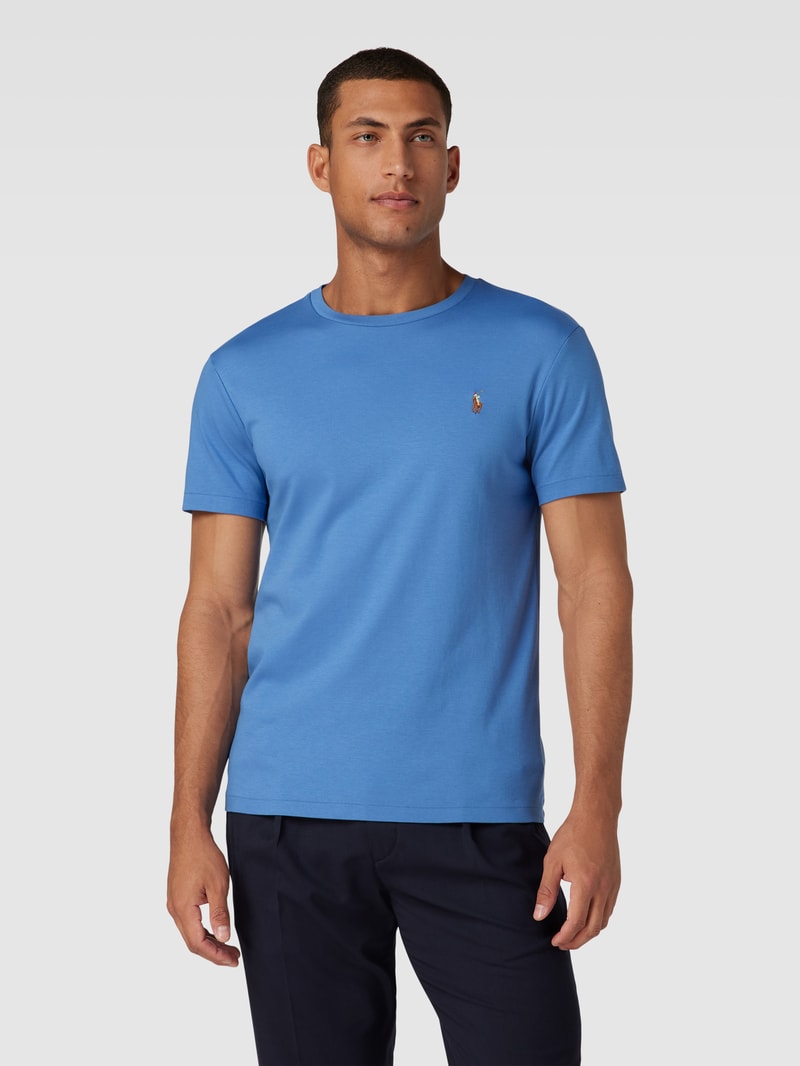 T-Shirt mit Streifenmuster Modell 'PIMA' in rauchblau