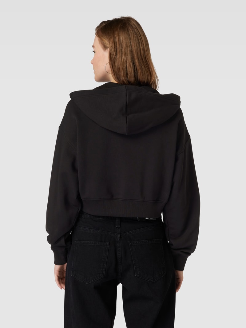 Cropped Sweatjacke mit Label-Patch Modell 'EMBRO' in black