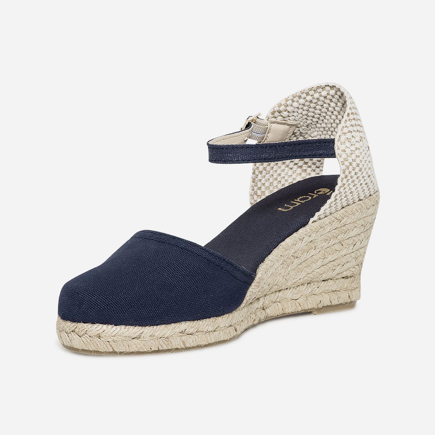 Espadrille compensée bleu marine en toile