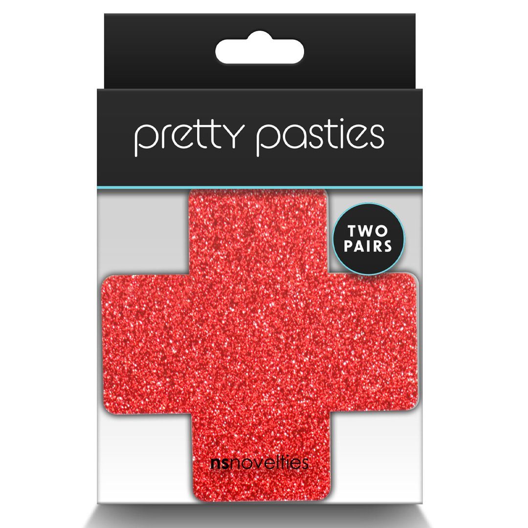 NS Novelties Brustwarzenabdeckung 2 Paar Nippelpasties X Glitzer Nippelsticker - rot, silber